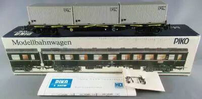 Piko 5/6419/015 Ho Dr Wagon Plat � Ranchers Rabattables SSalms 3 Conteneurs Proche Neuf Boite