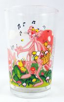 Pink Panther - Amora mustard glass 1983 - Pink picking mushrooms