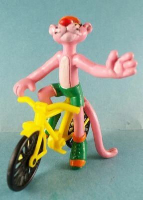 Pink Panther - Bully 1983 Pvc Figure - Pilot Pink Cyclist