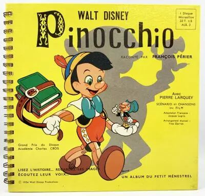 Pinocchio - Livre-Disque 45T Le Petit M�nestrel (1954) - Histoire racont�e par Fran�ois P�rier