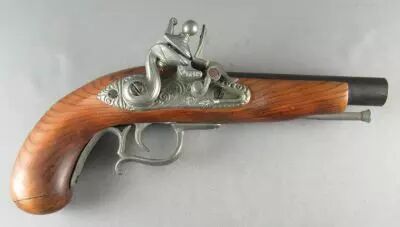Pistolet � Silex Pierres - Ancien Jouet Bois & M�tal - Pirates Corsaires Empire  