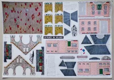 Planche de D�coupage - Limpidol - La Place Du Village Halles + Mairie + Ecole