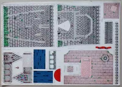 Planche de D�coupage - Limpidol - Le Chateau Fort Murs + Chapelle + Cour Int�rieure