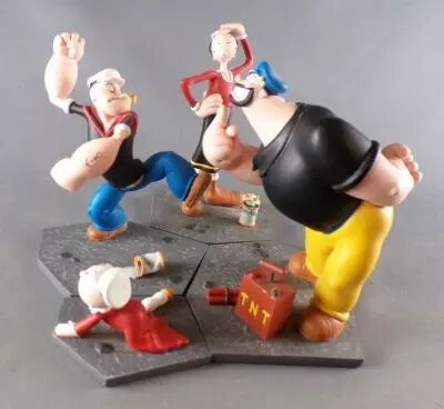 Popeye -  Attakus Bombyx - Sc�ne Set de 4 Mini Statues R�sine - Popeye Brutus Olive Mimosa
