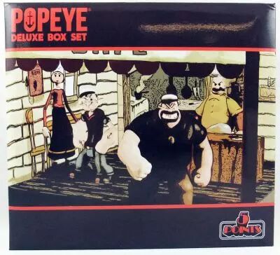 Popeye - Mezco 5 Points - Set Deluxe de 4 figurines avec diorama Rough House\'s Caf�