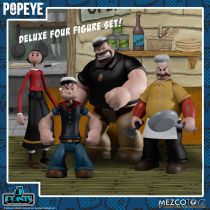 Popeye - Mezco 5 Points - Set Deluxe de 4 figurines avec diorama Rough House\'s Café