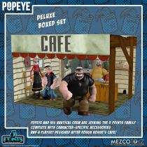 Popeye - Mezco 5 Points - Set Deluxe de 4 figurines avec diorama Rough House\'s Café