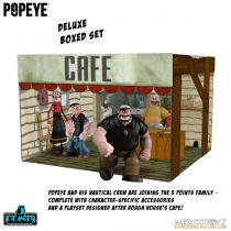 Popeye - Mezco 5 Points - Set Deluxe de 4 figurines avec diorama Rough House\'s Café