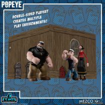 Popeye - Mezco 5 Points - Set Deluxe de 4 figurines avec diorama Rough House\'s Café