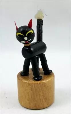 Push Puppet - Wooden - Cat (3inch)