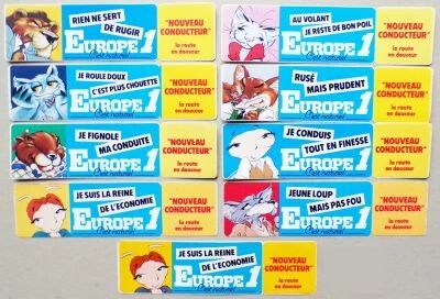 Radio - Europe 1 Nouveau Conducteur - Lot de 9 Autocollants Vintage