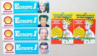 Radio - Europe 1 Shell & King Cake - 6 x Vintage Stickers Pentax Fujifilm Leitz Agfa Nikon