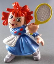Raggedy Ann - PVC figure Bobbs-Merril 1981 - Raggedy Ann playing tennis