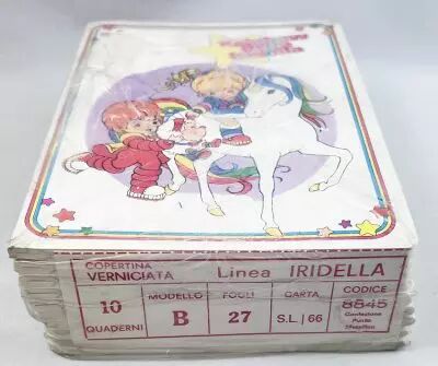 Rainbow Brite / Iridella - Lot de 10 Cahiers Scolaires (15x20.5cm) Mod�le B (cellophan�) - Mattel / Hallmark 1986