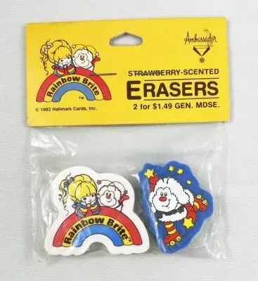 Rainbow Brite - Strawberry Scented Erasers / Gommes Parfum�es - Ambassador 1983