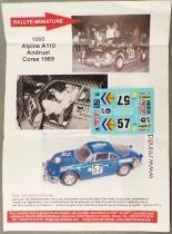 Rallye-Miniature - Planche de D&eacute;calcos Decals - Alpine A110 Andruet Corse 1969 1/43