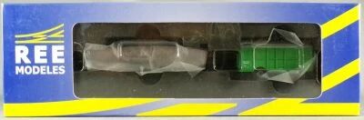 REE WB-056 Ho Sncf Single-Bearing UFR Wagon 2-Axles & Green Trailer Mint in Box