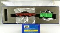 REE WB-056 Ho Sncf Single-Bearing UFR Wagon 2-Axles & Green Trailer Mint in Box