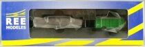 REE WB-056 Ho Sncf Wagon UFR Mono-Porteur 2 Essieux & Remorque Verte Neuf Boite