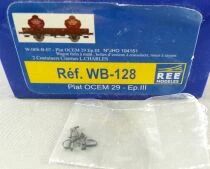REE WB-128 Ho Sncf Low-sided Flat Wagon 2-Axles Ocem 29 JHO 104151 & 2 L. Charles Tanks Mint in Box