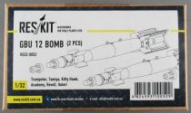 Reskit RS32-0052 - GBU 12 Bomb 2 Pieces for Trumpeter Tamiya Kitty Hawk Academy Revell Italeri Resin Kit 1:32 MIB