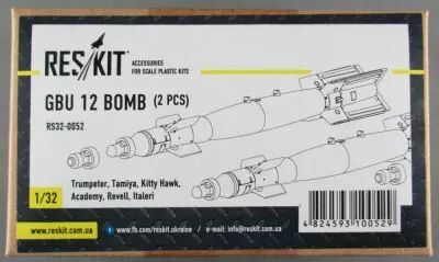 Reskit RS32-0052 - GBU 12 Bomb 2 Pi�ces pour Trumpeter Tamiya Kitty Hawk Academy Revell Italeri R�sine Kit 1/32 Neuf Boite