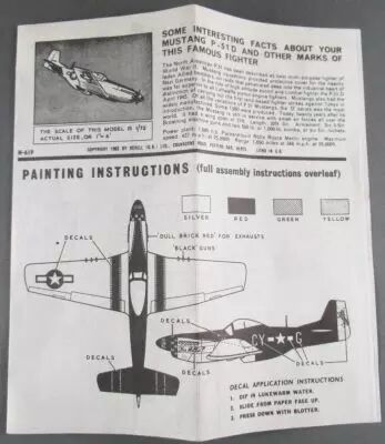 Revell - N-619 WW2 USAF Mustang P-51 D Notice d\'Assemblage & Peinture 1/72