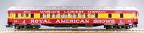 Rivarossi 2704 Ho Royal American Show Circus Heavy Weight Pullman Coach #53 Tuscan & Yellow Full Interior no Box