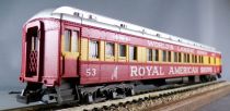 Rivarossi 2704 Ho Royal American Show Circus Heavy Weight Pullman Coach #53 Tuscan & Yellow Full Interior no Box