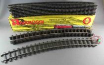 Rivarossi 7902 Ech O 12 Rails Courbes R = 80 cm Rails Acier dont 1 avec Prise Alimentation Neuf Boite