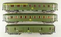 Rivarossi R2452 Ho Sncf Coffret 3 Voitures Type 36 ex DRG B9 2&deg; Cl  A3B5 1&deg;/2&deg; Cl D Fourgon Neuves Boite