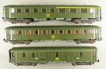 Rivarossi R2452 Ho Sncf Coffret 3 Voitures Type 36 ex DRG B9 2&deg; Cl  A3B5 1&deg;/2&deg; Cl D Fourgon