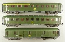 Rivarossi R2452 Ho Sncf Set of 3 Type 36 ex DRG Car B9 2&deg; Cl  A3B5 1&deg;/2&deg; Cl D Van Boxed