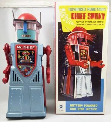 Robot - Battery Operated Tin Robot - Robot Marcheur � Pile en T�le - Advanced Robotman Chief Smoky (Ha Ha Toys) TR2054