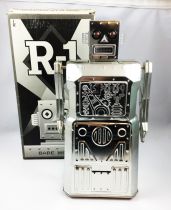 Robot - Battery Operated Tin Robot - Robot One R-1 (Rocket USA) Bare Metal 