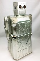 Robot - Battery Operated Tin Robot - Robot One R-1 (Rocket USA) Bare Metal 