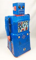 Robot - Battery Operated Tin Robot - Robot One R-1 (Rocket USA) Blue