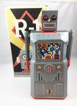 Robot - Battery Operated Tin Robot - Robot One R-1 (Rocket USA) Grey