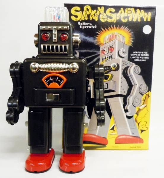 Details about  / CLASSIC BATTERY POWERED RETRO TIN TOY SMOKING ROBOT SPACEMAN WALKS /& LIGHTS UP