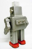 Robot - Battery Operated Tin Robot - Smoking Space Man (Ha Ha Toys) grey