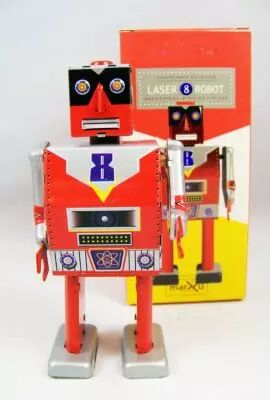 Robot - Robot Marcheur M�canique en T�le - Laser Robot (St.John Tin Toy) 01
