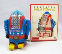 Robot - Mechanical Walking Tin Robot - Cragstan Mr. Atomic (Ha Ha Toy) Blue