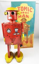 Robot - Mechanical Walking Tin Robot - Giant Atomic Robot Man Red (St.John Tin Toy)