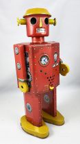 Robot - Mechanical Walking Tin Robot - Giant Atomic Robot Man Red (St.John Tin Toy)