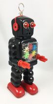 Robot - Mechanical Walking Tin Robot - High-Wheel Robot (sparkling) Black Ha Ha Toy MS436