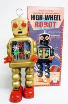 Robot - Mechanical Walking Tin Robot - High-Wheel Robot (sparkling) gold version (Ha Ha Toy)