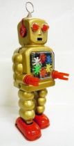 Robot - Mechanical Walking Tin Robot - High-Wheel Robot (sparkling) gold version (Ha Ha Toy)