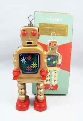 Robot - Robot Marcheur M�canique en T�le - High Wheel Robot (St.John Tin Toy) 01