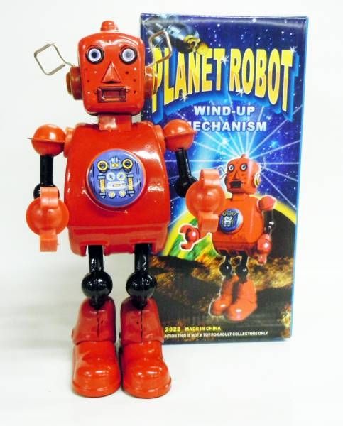 Robot - Mechanical Walking Tin Robot - Planet Robot (red)