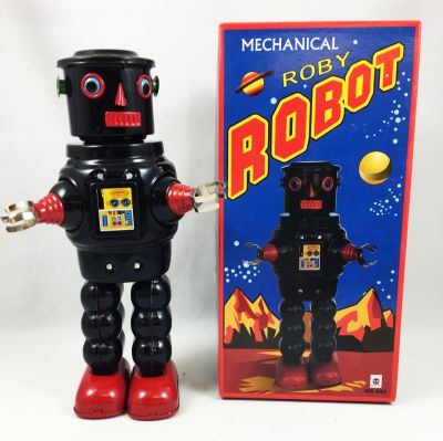 Robot - Mechanical Walking Tin Robot - Roby Robot (black) Ha Ha Toy MS640N